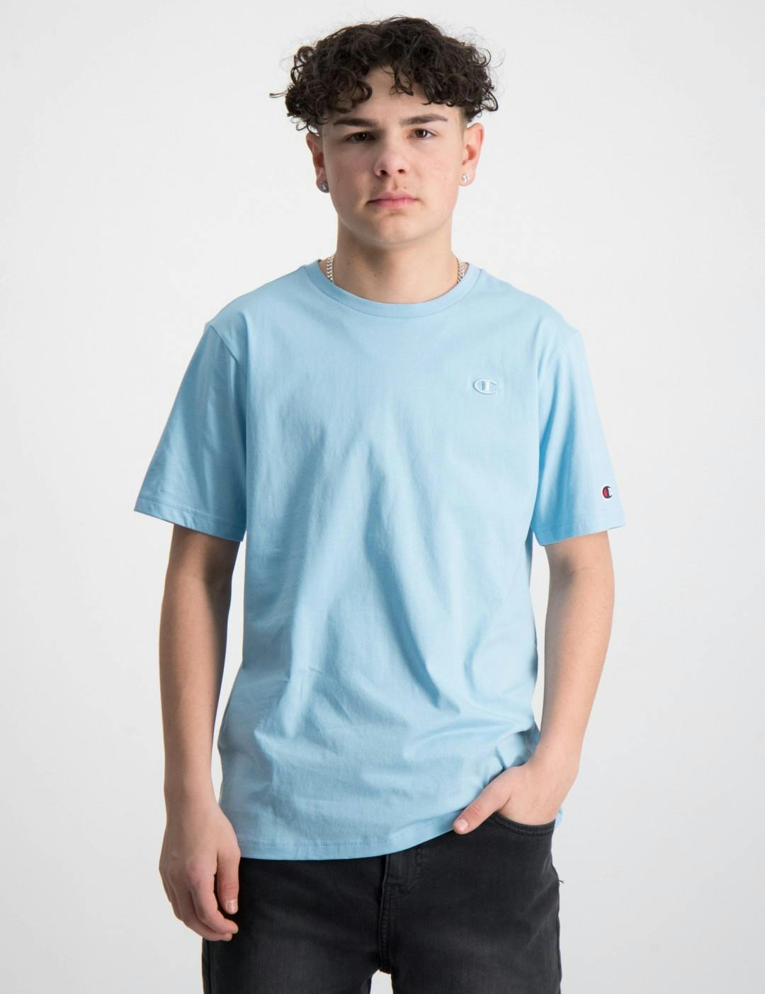 Blau Crewneck T-Shirt Brand | Kids Jungen für Store