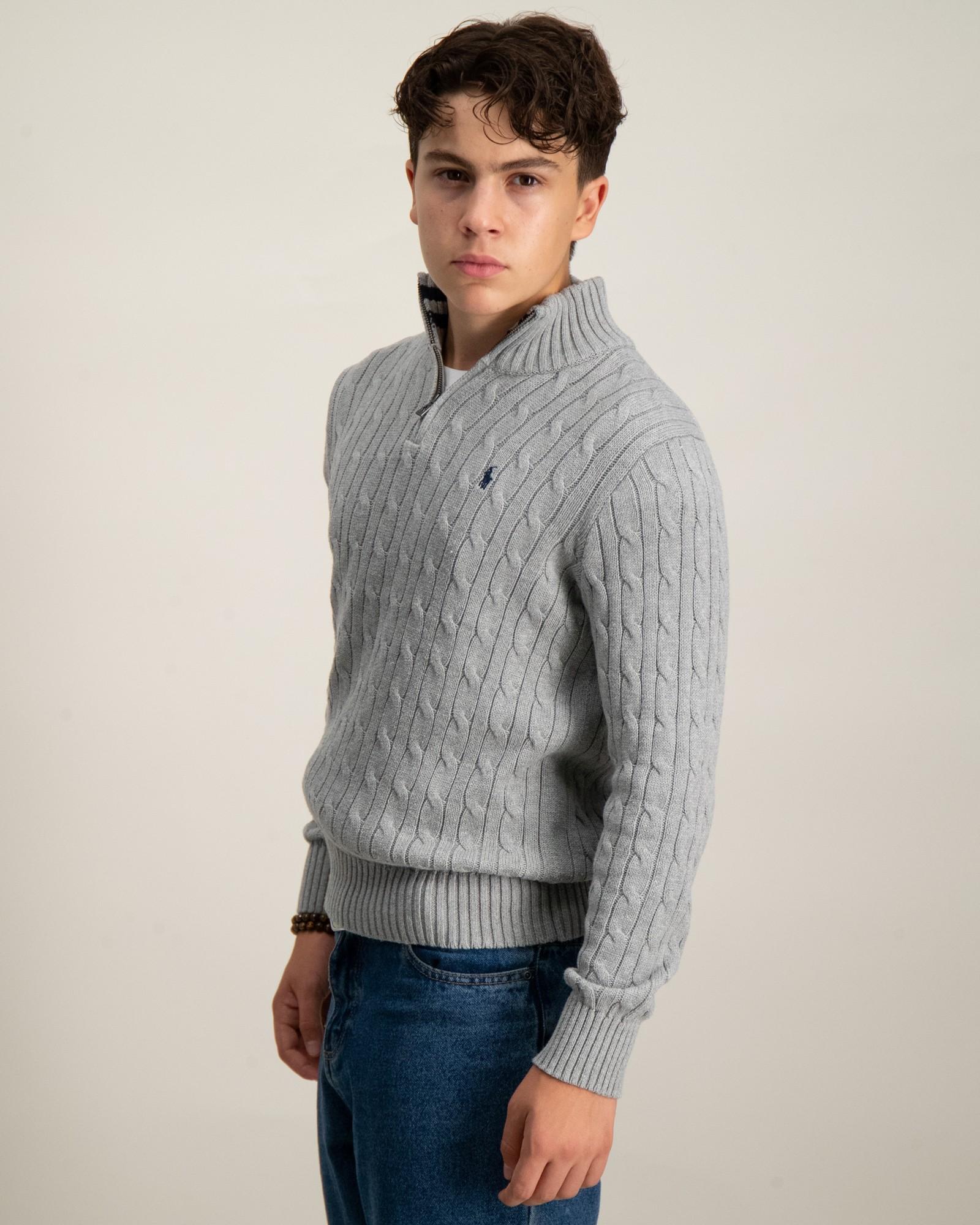 Cable-Knit Cotton Quarter-Zip Sweater