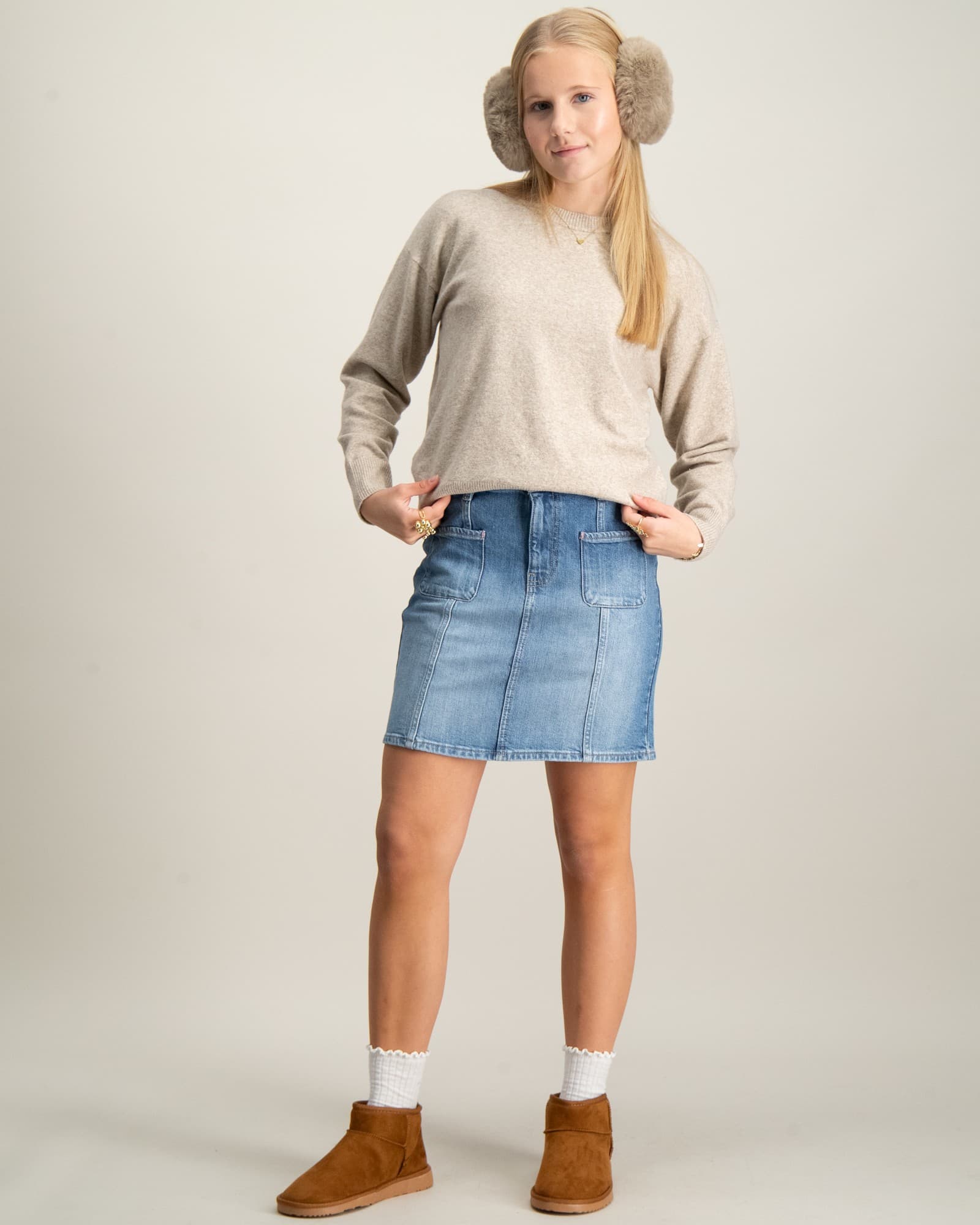 DENIM PATCH POCKET SKIRT