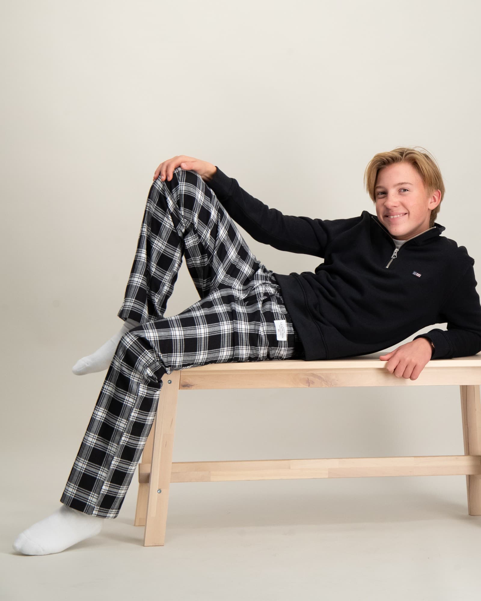 Riley Organic Cotton Checked Flannel Pajama Pants