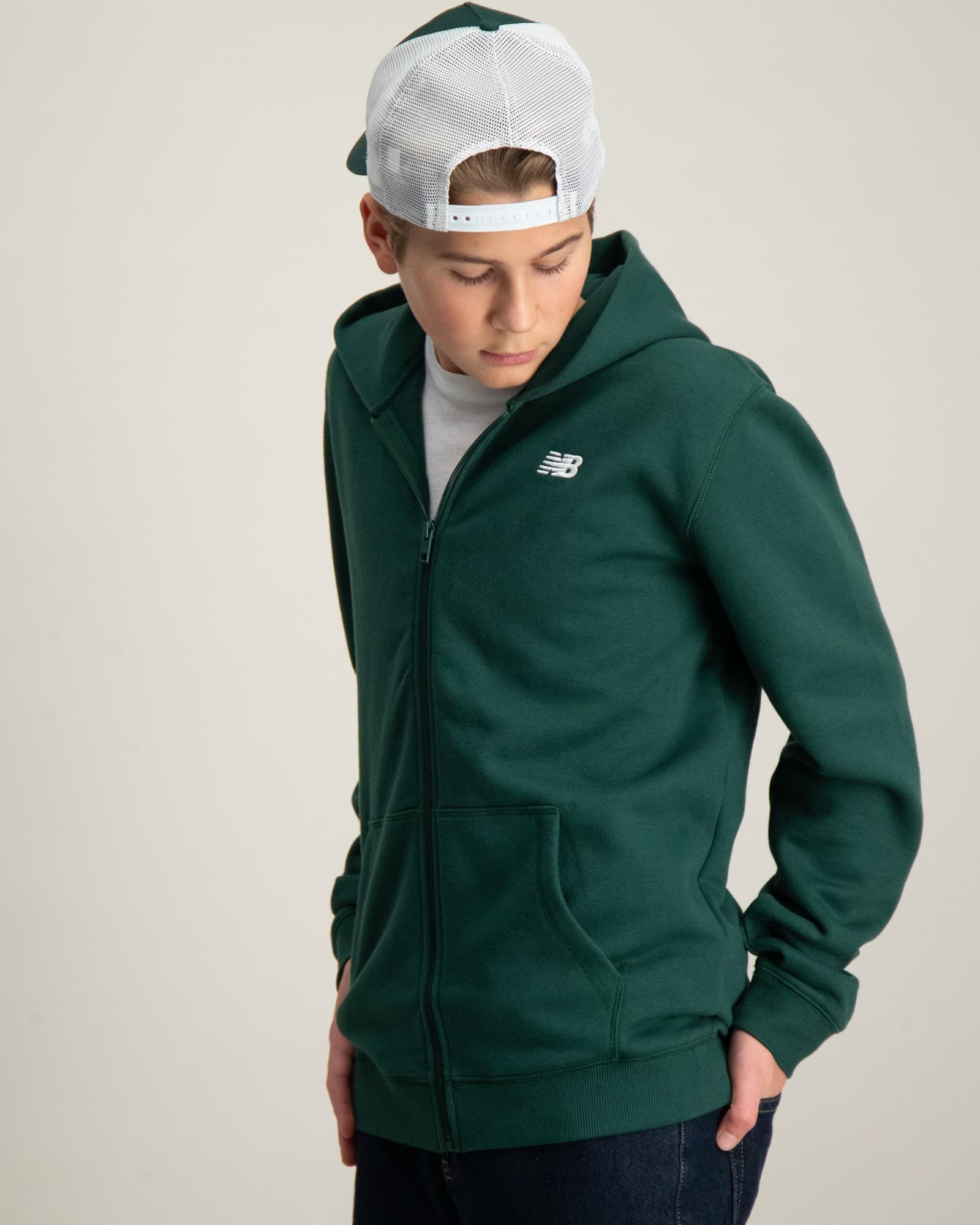 New Balance Brush Back Small Logo Full Zip Hoodie