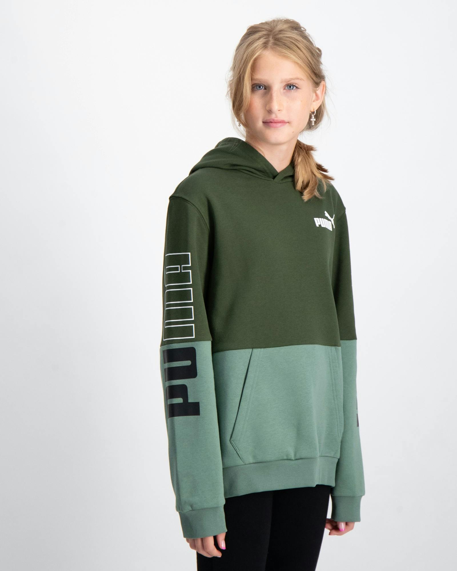 Grün PUMA POWER Colorblock Hoodie FL B für Mädchen | Kids Brand Store | Sweatshirts